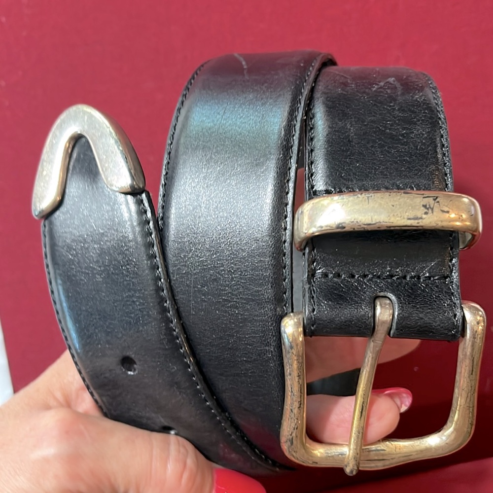 FOSSIL MEDIUM black belt BT115200102 silver BRASS BUCKLE /end tip western womens